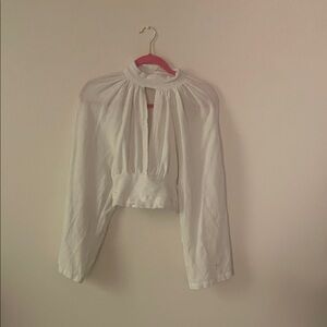 Free People Cream Textured Blouse